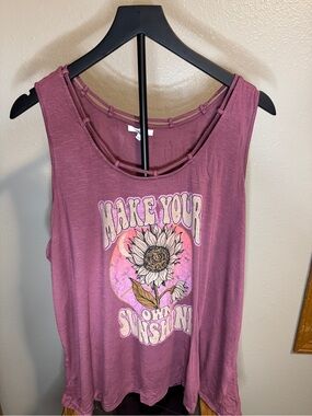 Maurices Mauve Graphic Sunflower Tank Top